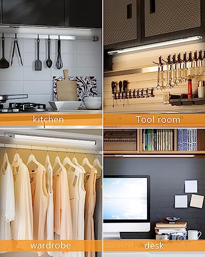 Under Counter Lights for Kitchen, Plug in Under Cabinet Lights with Memory Function, 16 Inch LED Closet Light with 3 Colors 2800/4000/6500k, Super - WoodArtSupply