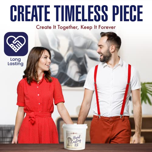 Hand Casting Kit for Couples | DIY Plaster Statue Molding Kit | DIY Hand Mold Kit | Anniversary for Men, Women | Wedding Gift | Wooden Mahogany Base KOOL KRAFTS