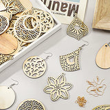 296 Pieces Wooden Dangle Earring Set Unfinished Wooden Earrings Set 48 Blank Wooden Pendants Teardrop Earrings with 48 Earrings Hooks 200 Jump Rings Hicarer