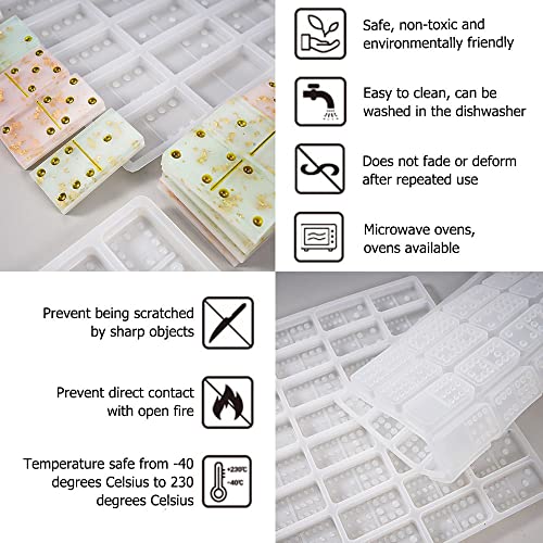 4 Packs Domino Molds and Dominoes Box Molds, CNYMANY 92 Cavities Double 12 Silicone Epoxy Resin Casting Jumbo Mold Clay Mold Storage Box Mold for DIY CNYMANY