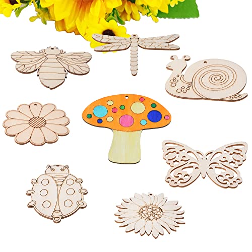 48PCS Unfinished Wood Insect Cutouts with Sling Hole,Butterfly Wooden Blank Paint Crafts for Kids Painting DIY Crafts Home Decoration Craft Project