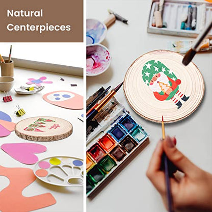 Maputune 8 Pcs 6-7 in Large Unfinished Wood Slices for Centerpieces, Natural Rustic Wooden Plate for DIY Craft, Round Wood Chips for Signage Painting