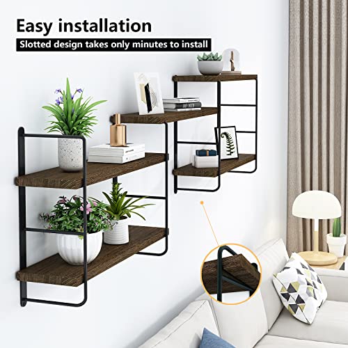 Rustic Wall Mounted Floating Shelves by MXCSE – Stylish Wood Storage Solution for Any Room MXCSE