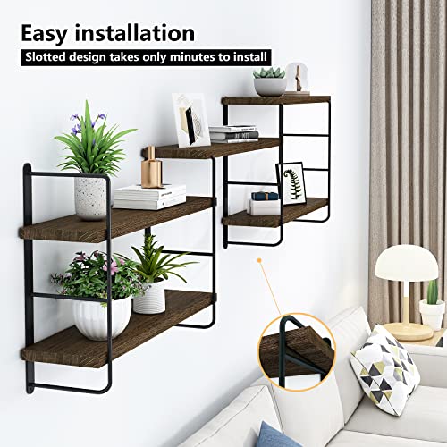 Rustic Wall Mounted Floating Shelves by MXCSE – Stylish Wood Storage Solution for Any Room - WoodArtSupply