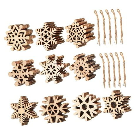 VOSAREA 100pcs Christmas Wooden Cutout Snowflake Charms Christmas Hollow Snowflake Wooden Snowflake Cutout Snowflake Tree Decoration Hand Painting VOSAREA