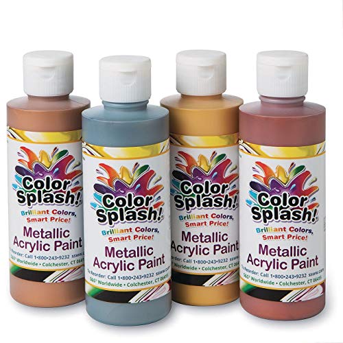 Color Splash 8-oz Metallic Acrylic Paint Assortment (Set of 4) - WoodArtSupply