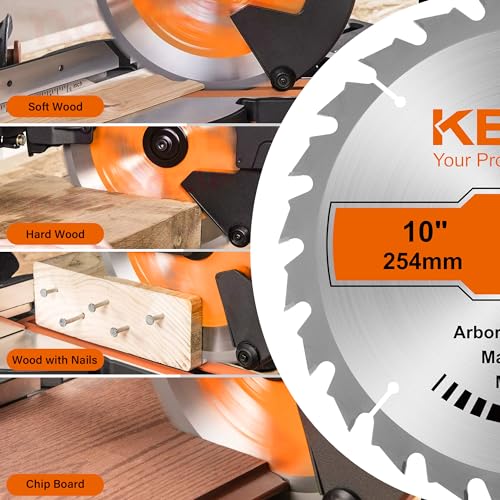 KENDO 2-Pack 10 Inch 40T&60T Carbide-Tipped Circular Saw Blade with 5/8 Inch Arbor, Professional ATB Finishing Woodworking Miter/Table Saw Blades for