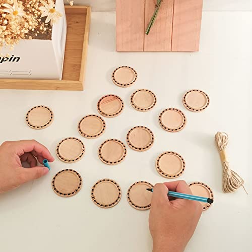 CBCMY 20 Pcs 2.16 inches Natural Wood Slices Craft Unfinished Wood kit Predrilled with Hole Wooden Circles for DIY Crafts Wedding Decorations