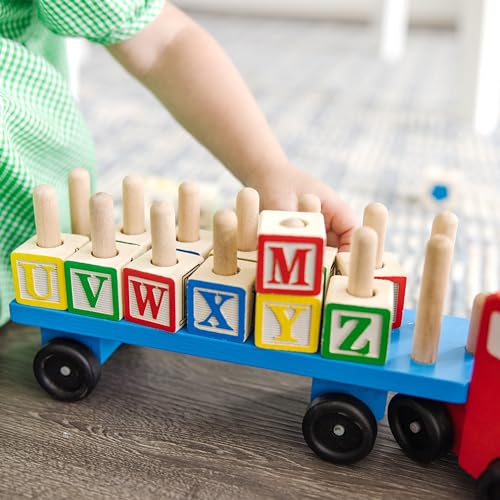 Melissa & Doug Alphabet Blocks Wooden Truck Educational Toy - WoodArtSupply