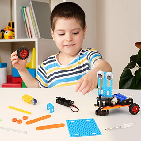 STEM Science Kits for Kids 5-8 8-12, Robot Building Kit, Build a Car Crafts for Boys, Engineering Activities Electronic Toys, Electric Science WESAYEE