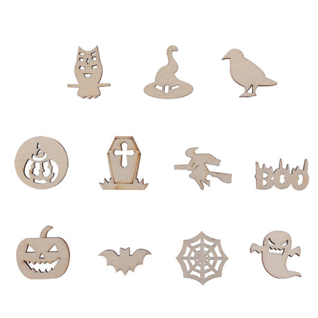 SUPVOX 100PCS Unfinished Wood Craft Halloween Graffiti Slices Wooden Hanging Chip Tags Ornaments DIY Arts SUPVOX