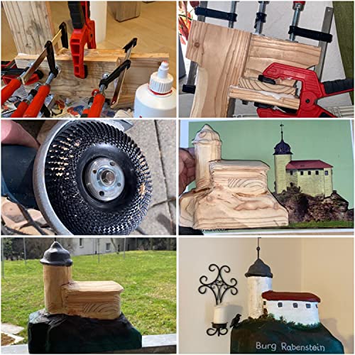 OBA Grinder Wheel Disc 4 Inch Wood Shaping Wheel, Wood Grinding Shaping Disk for Angle Grinders with 7/8” Arbor OBA