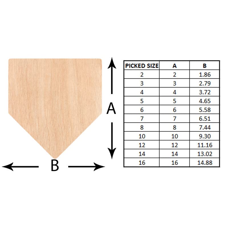 Unfinished Wood for Crafts - Wooden Home Plate Baseball Softball Diamond Base Silhoutte - Craft- Various Size, 1/8 Inch Thickness - WoodArtSupply