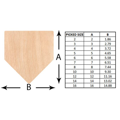 Unfinished Wood for Crafts - Wooden Home Plate Baseball Softball Diamond Base Silhoutte - Craft- Various Size, 1/8 Inch Thickness - WoodArtSupply