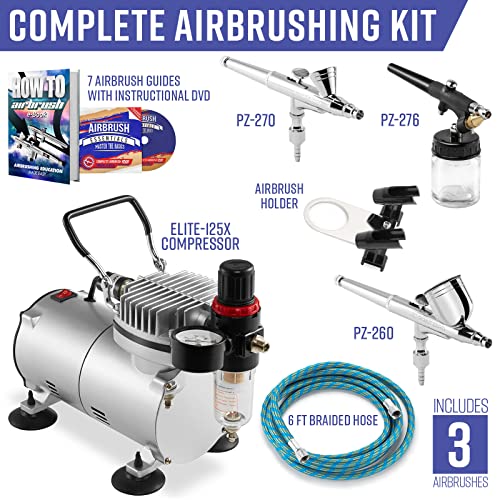 PointZero Airbrush Dual Action Airbrush Kit with 3 Airbrushes PointZero