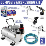 PointZero Airbrush Dual Action Airbrush Kit with 3 Airbrushes PointZero