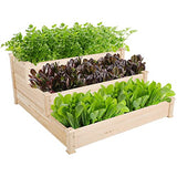 Topeakmart 3 Tier Raised Garden Bed Wood Garden Box Wooden Vegetables/Flower/Herb Elevated Garden Planter Boxes Outdoor, Wood Topeakmart