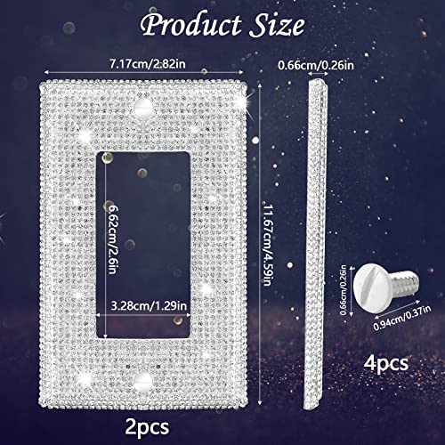 2 Pcs Silver Rhinestones Light Switch Cover,Silver Shiny Crystal Wall Plates Bling Decorative Wall Plate Single Toggle for Kitchen,Bedroom - WoodArtSupply