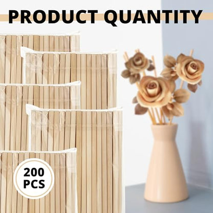 200PCS Wood Dowel Rods 12 inch – Unfinished Wood Dowels 1/4 x 12 Inch Unfinished Wood for Crafting Wood Craft Sticks Wooden Dowels for Crafts Balsa