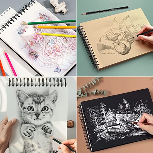 Heshengping, 41pcs Sketching Pencil Set Drawing Sketch Kit Graphite Pencils Charcoal Pencils Watercolor Pencils Blending Stumps 50page sketchbook, Heshengping