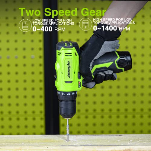 Meagle Cordless Drill, 12V Power Drill set with Battery & charger, 2 Variable Speed Electric Drill 18+1 Torque Setting, 3/8” Chuck with Drill Bits& Meagle