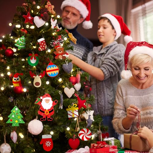 OCHIDO 36 Pcs Wooden Christmas Ornaments for Hanging Decorations,12 Styles Unfinished Wooden Slices with Holes for Paintable Crafts,Kid DIY Craft OCHIDO