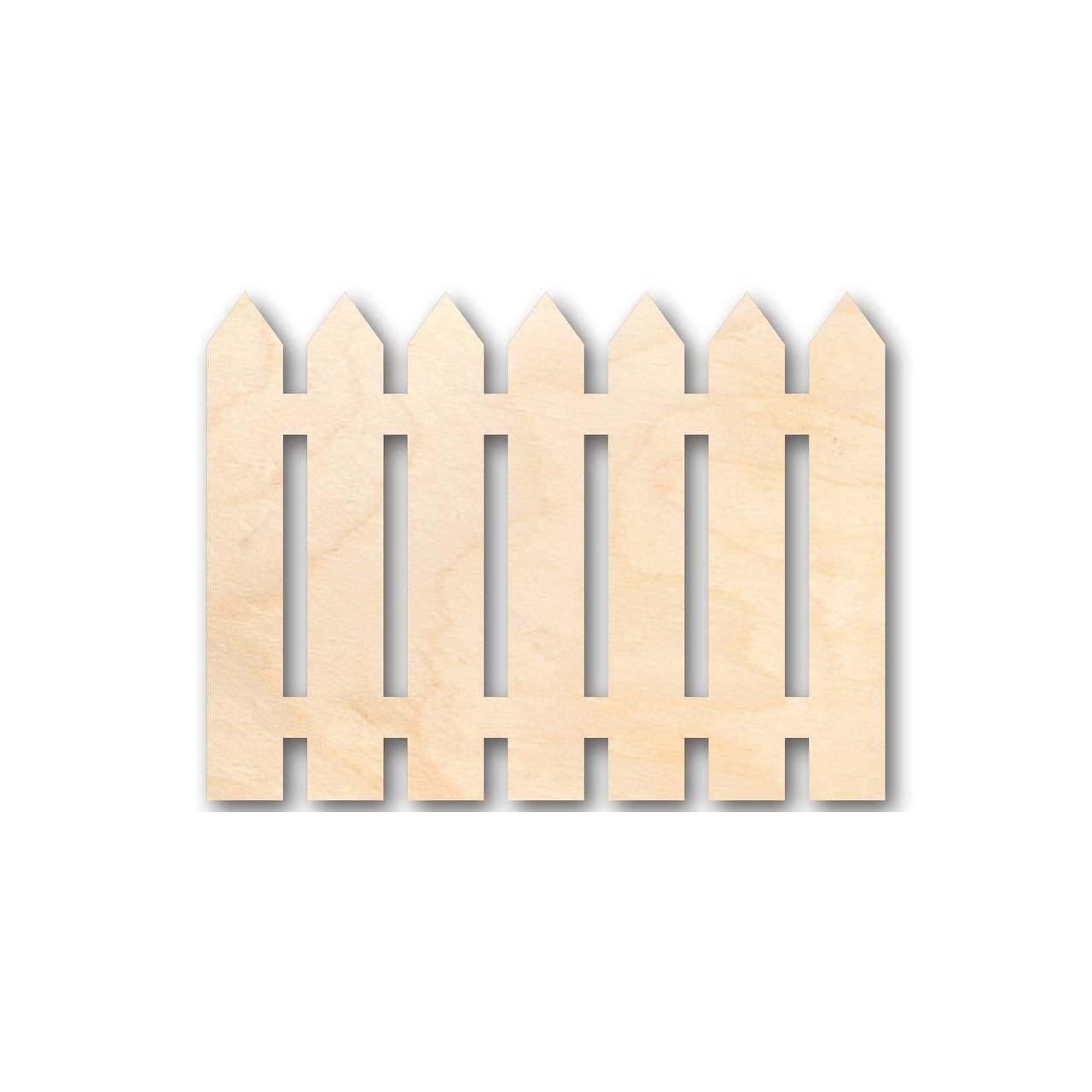 Unfinished Wood Picket Fence Shape - Craft - up to 24" DIY 6" / 1/4"