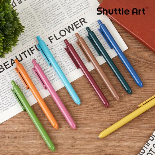 Shuttle Art Colored Retractable Gel Pens, 22 Unique Vintage Ink Colors, 11 Light and 11 Dark Vintage, Cute Pens 0.7mm Point Quick Drying for Writing