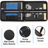 KALOUR 33 Pieces Pro Drawing Kit Sketching Pencils Set,Portable Zippered Travel Case-Charcoal Pencils, Sketch Pencils, Charcoal KALOUR
