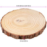 JEUIHAU 10 PCS 6.7-7 Inches Natural Wood Slices with Holes, Unfinished Predrilled Wooden Circles Tree Bark Slice, Blank Wooden Log Circles for DIY JEUIHAU