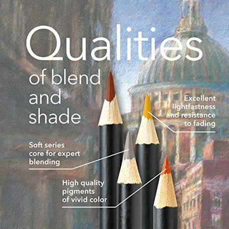 Castle Arts Themed 24 Colored Pencil Set in Tin Box, perfect Urban sketching colors featuring quality, smooth colored cores, superior blending & Castle Art Supplies