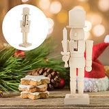 SEWACC Christmas Nutcracker Wooden Unfinished Nutcracker Figurines Blank Unpainted Nutcracker Puppet Walnut Soldier Doll Xmas Desktop Adornment SEWACC