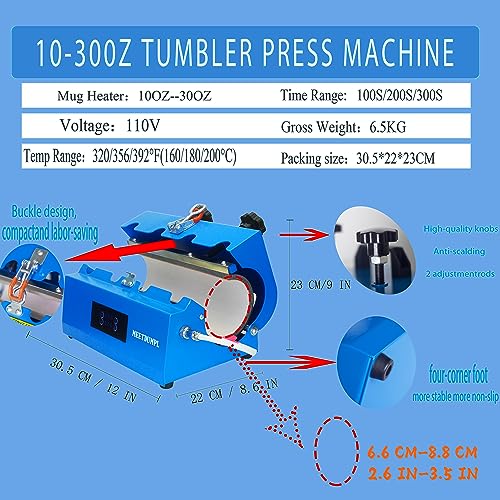 Tumbler Heat Press，Tumbler Press Machine 20 and 30 oz，Tumbler Heat Press Machine 110V，Tumbler Press for 10oz-17oz,20oz- 32oz，Display is not