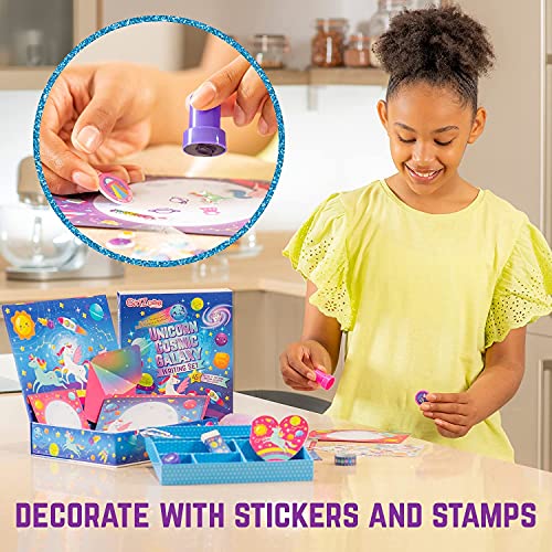 GirlZone Unicorn Cosmic Galaxy Writing Set for Girls, 45-Piece Letter Writing Kit for Creative Girls, Magical Unicorn Gift for 10 Year Old Girl GirlZone