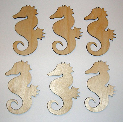 Seahorse Cut Outs Unfinished Wood Mini Seahorses 3" Inch 6 Pieces SEAH-06