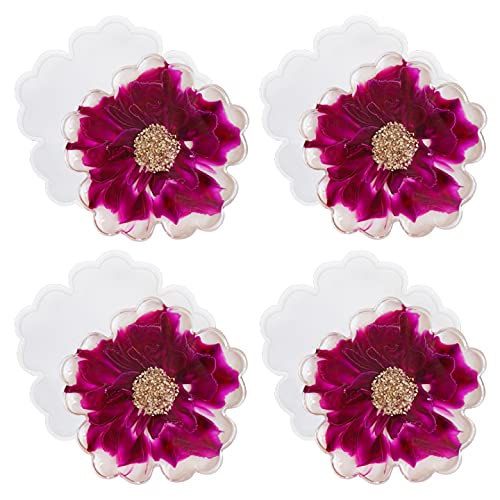 ResinWorld 4 Pack 4 inches Flower Coaster Molds(No Designs on Mold), Floral Silicone Coaster Molds for Epoxy Resin, Glossy Geode Aagate Silicone ResinWorld