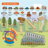 ORBRIUM 141 Pcs National Park Spiral Wooden Train Set STEAM STEM Multi-Level Compatible with Brio, Thomas Wooden Railway Orbrium