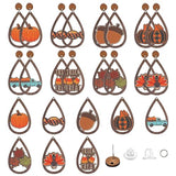 SUNNYCLUE 1 Box 8 Pairs Thanksgiving Dangle Making Starter Kit Thanksgiving Earrings Bulk Wood Teardrop Charms Wooden Fashion Earrings for Jewelry SUNNYCLUE