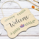 16 Pieces Wood Crafts Blanks Unfinished Hanging Wood Sign Blank Wood Boards Wood Ornaments Plaques Door Knob Signs for DIY Craft, Home Hotel Office Xonzmmk