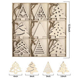 N&T NIETING 27pcs Wooden Christmas Tree Shaped Ornaments, Unfinished Wooden Cutouts Embellishments Hanging Ornament for Christmas Decorations, Tree N&T NIETING
