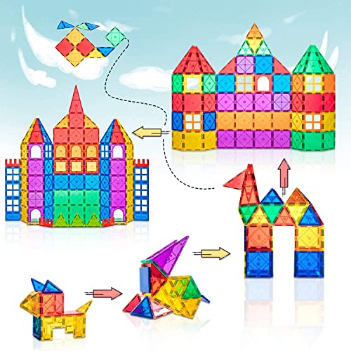 Compatible Magnetic Tiles Building Blocks STEM Toys for 3+ Year Old Boys and Girls Montessori Toys Toddler Kids Gifts Parent Approved Sensory Toys Soyee