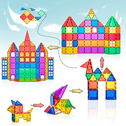 Compatible Magnetic Tiles Building Blocks STEM Toys for 3+ Year Old Boys and Girls Montessori Toys Toddler Kids Gifts Parent Approved Sensory Toys