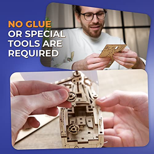 UGEARS Ocean Beaty Yacht 3D Wooden Puzzle - Wooden Mechanical Model Kit to Build - DIY Puzzle Boat with Paper Sails - Brain Teaser Building Set for UGEARS