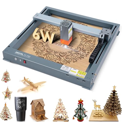 Swiitol Laser Engraver 6W Laser Cutter 36000mm/min 0.06mm High Accuracy, CNC Laser Engraving Cutting Machine No Need Installed One-Piece Frame Laser - WoodArtSupply