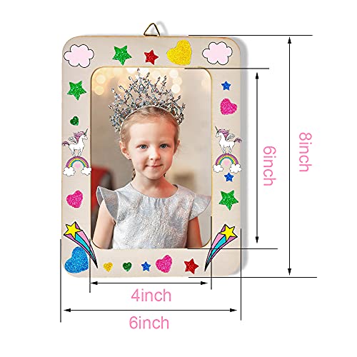Aweyka Picture Frame Painting Craft Kit, 5 Packs 6 x 8 inch DIY Wooden Photo Frames with Stand & Clear Protector, Painting Tools Set, Eva Stickers Aweyka