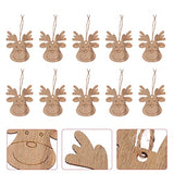 Housoutil 20PCS Wooden Deer Head Christmas Ornaments Pendant Hanging Wooden Pendant Decoration Wooden DIY Craft Christmas Tree Hanging Ornaments Housoutil