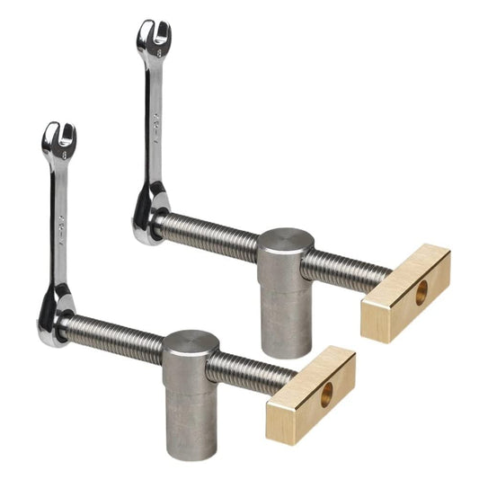 2 Pack Bench Dog Clamp 3/4 Inch Dog Hole Clamp Woodworking Adjustable Workbench Stop Stainless Steel Brass (19mm) - WoodArtSupply