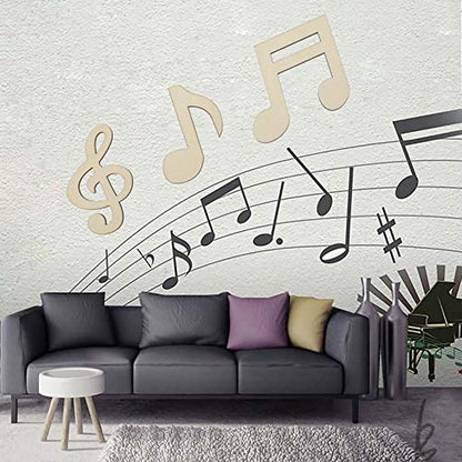 6pcs Music Notes Wood Cutouts Music DIY Craft Embellishments Gift Musical Notes Unfinished Wood Ornaments for Wedding Music Themed Birthday Party - WoodArtSupply