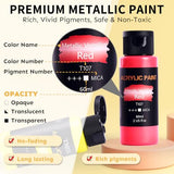 Metallic Acrylic Paint Set with 12 Brushes, Metallic Acrylic Paint Sets with 20 Colors (60ml, 2oz), Acrylic Paint Set for Artists, Beginners on TMOL