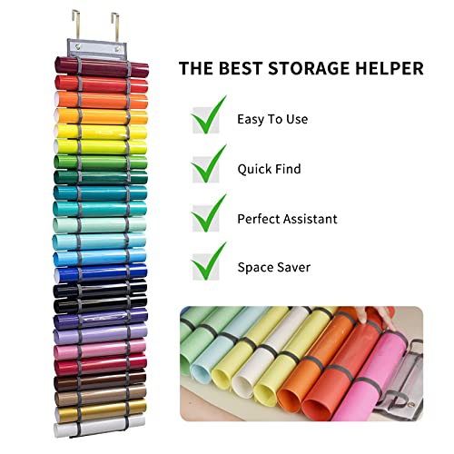 Vinyl Roll Holder with 24 Compartments Vinyl Roll Holder Wall Mounted Hanging Vinyl Roll Organizer for Door Wall Stand - WoodArtSupply